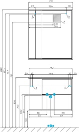 Акватон Зеркальный шкаф Бостон 75 белый глянцевый, дуб эврика – фотография-3